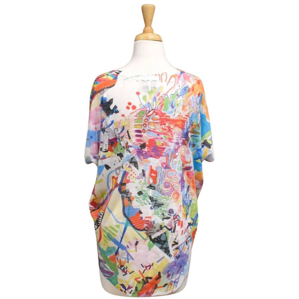 NEW INOAH women's varicolored dolman tee in white multi